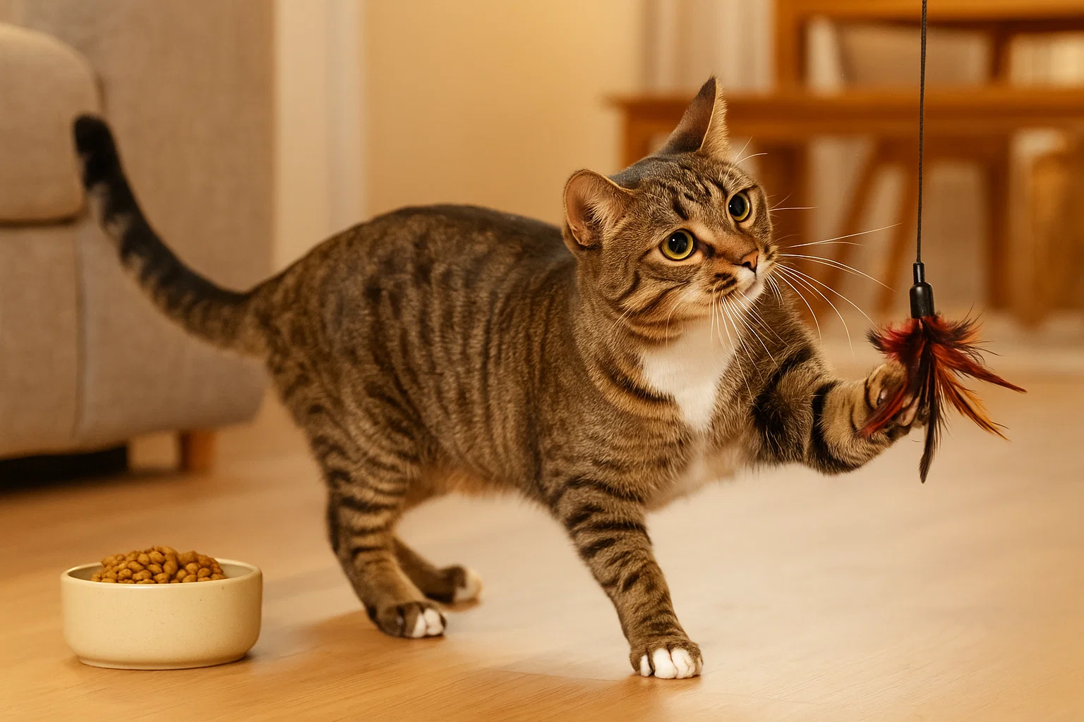 Playful cat indoors