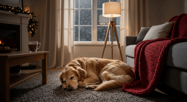 dog winter sleepiness