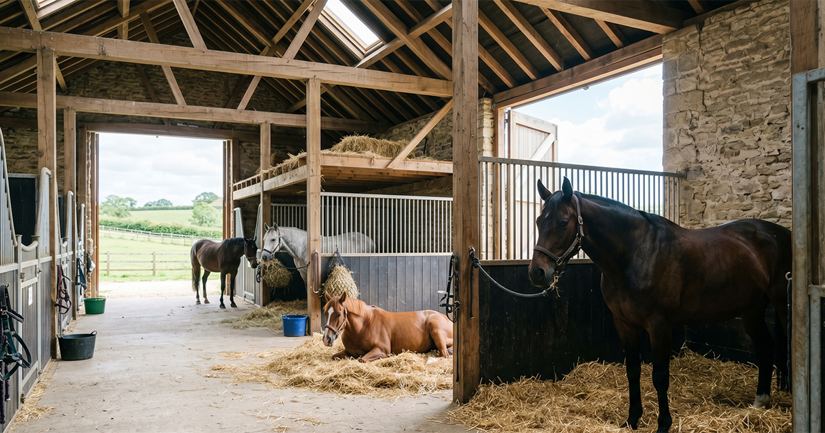 Low-stress barn environment for horses