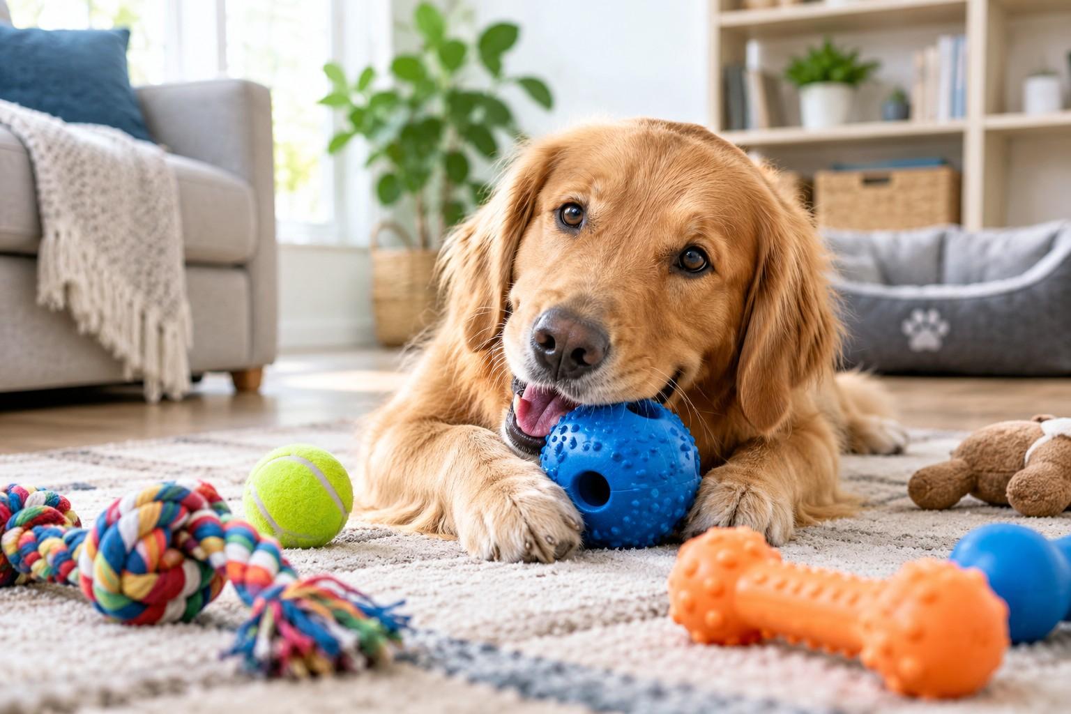 Golden retriever enjoying healthy habits to help lower dog’s cancer risk