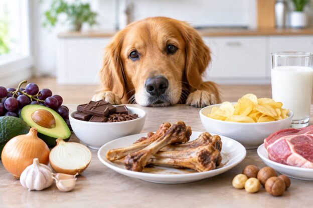 Dog-safe food guide showing foods you should never feed your dog