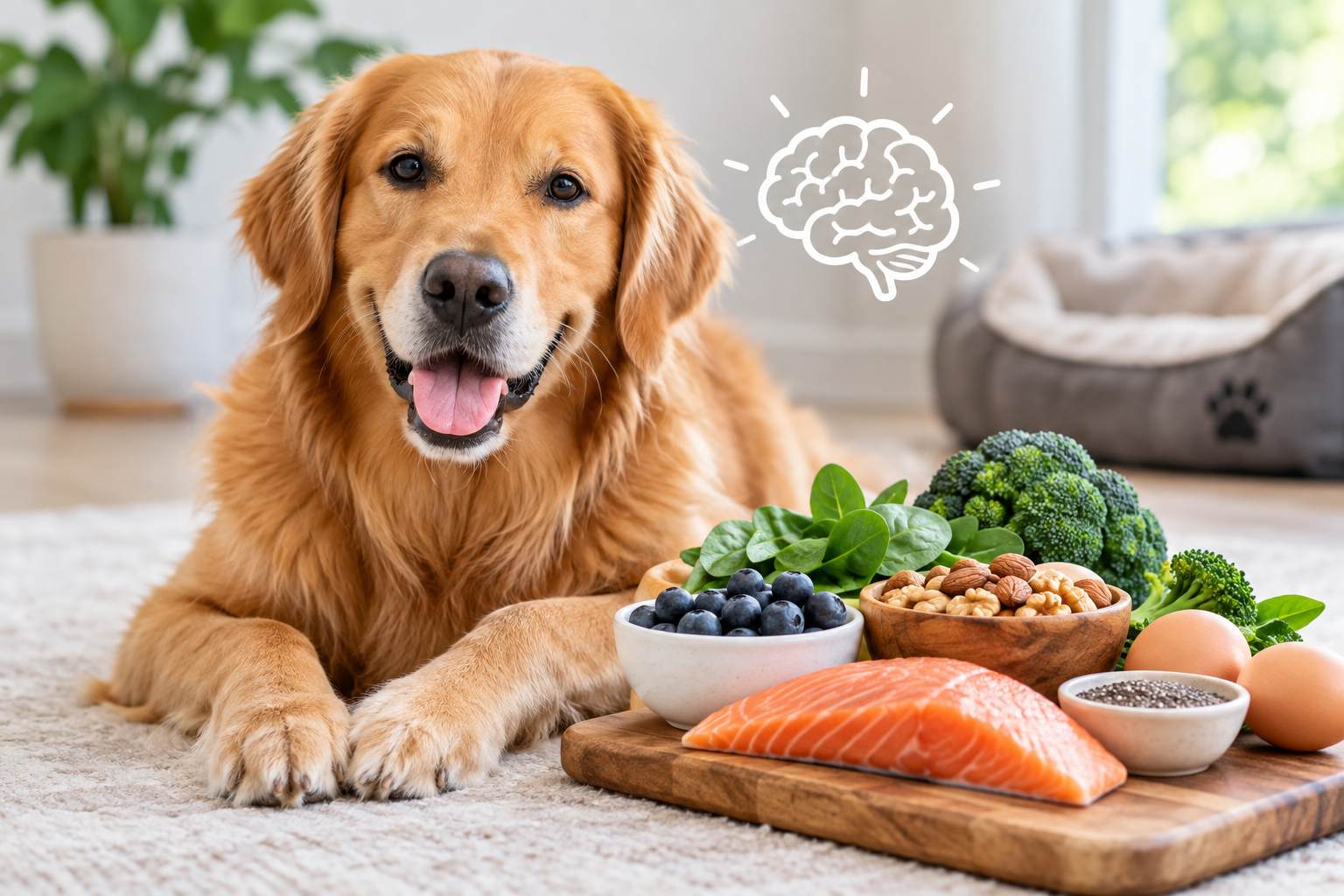 Dog brain health foods that support better nutrition and cognition.