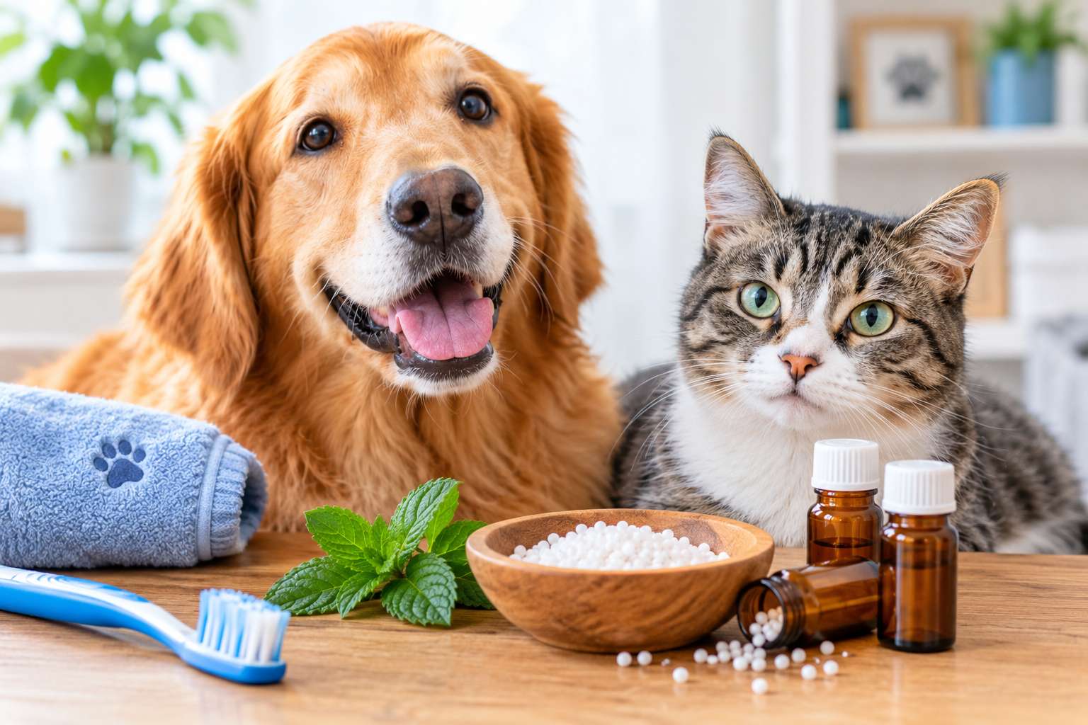 Homeopathy for dog and cat dental problems alongside natural pet care products.