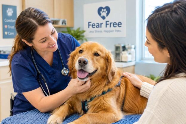 Fear Free vet visits help dogs feel calm, safe, and comfortable during examinations.