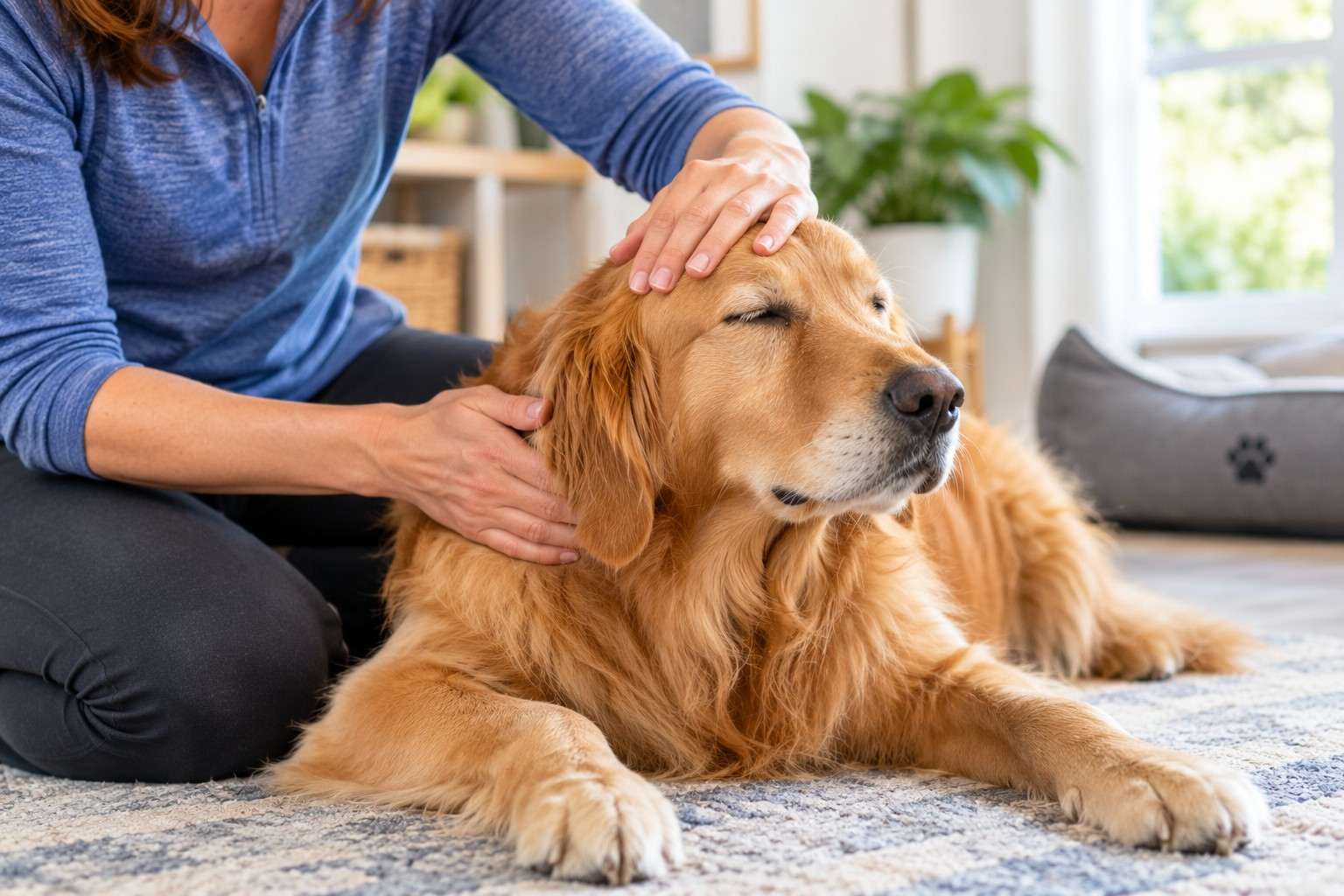 Tellington TTouch helping a dog with canine behavior problems through gentle touch